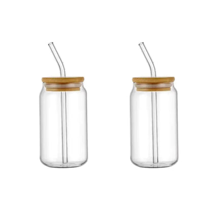 Mason Jar Coffee Mug with Lid & Straw