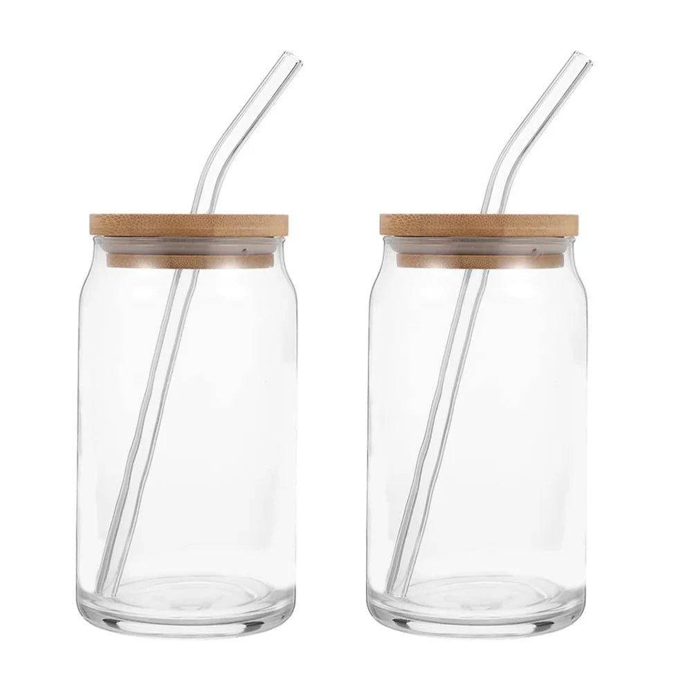 Mason Jar Coffee Mug with Lid & Straw