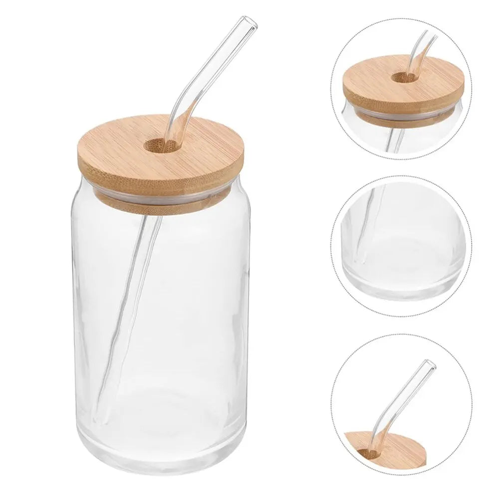 Mason Jar Coffee Mug with Lid & Straw